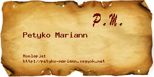 Petyko Mariann névjegykártya