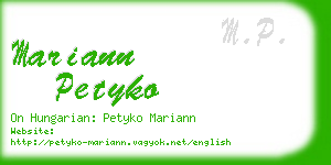 mariann petyko business card